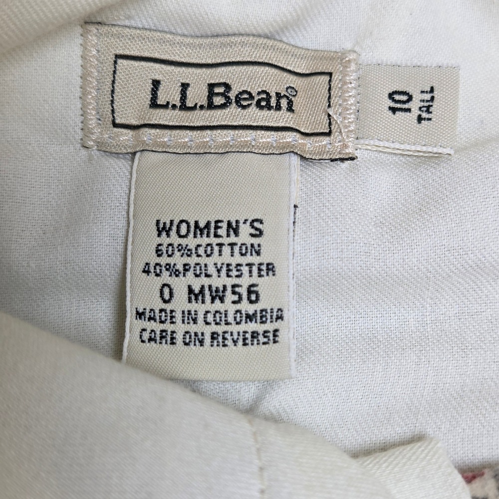 L.L.Bean Women's 10 Tall Khaki Pleated Pants Elastic Straight Leg Beige Trousers - Picture 4 of 11